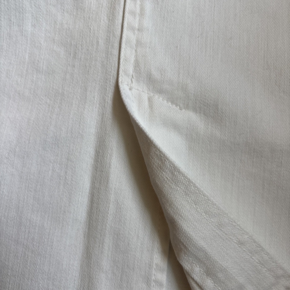 Talbots Size 10 White Denim Skirt 5 Pocket 3/4 Length Cotton Blend Front Slit - Picture 6 of 16
